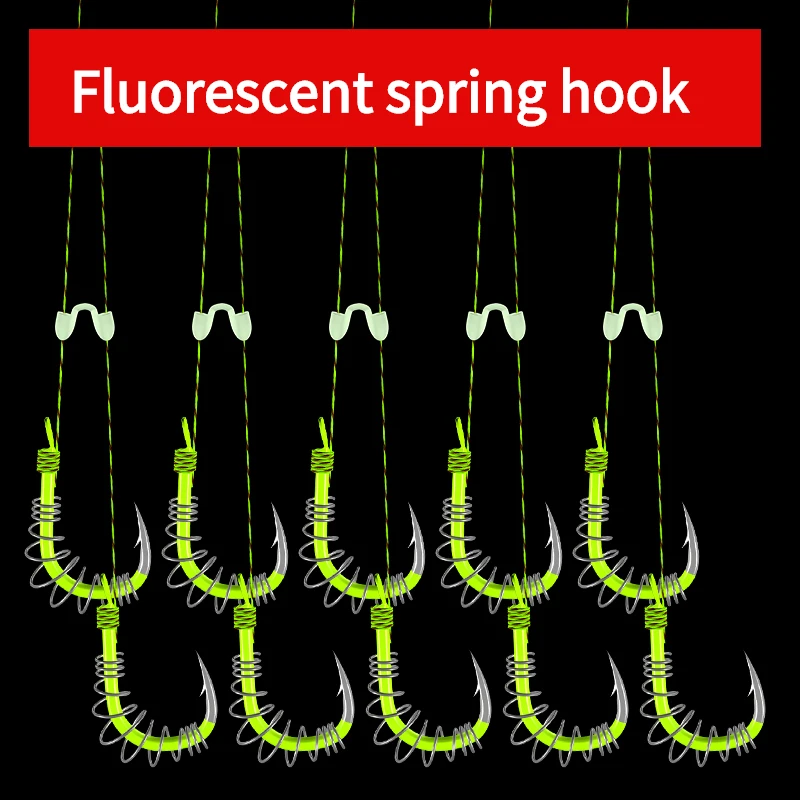 Barbed Spring Hook Double Spring Hook with Sub-line Silver Carp Fluorescence Fish Hooks Linked with Fishing Line for Hand Pole
Barbed Spring Hook Double Spring Hook with Sub-line Silver Carp Fluorescence Fish Hooks Linked with Fishing Line for Hand Pole
