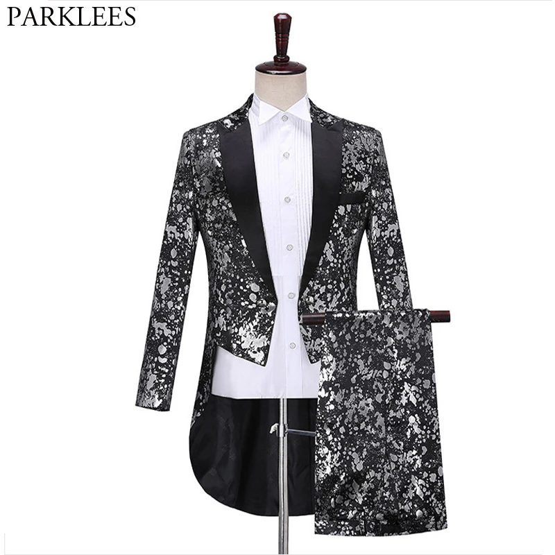 Silver Leopard Sequin Tailcoat Suit Set Men Luxury Design Slim Fit Tuxedo Suits Mens Club Stage Singer Dancer Prom Costume Homme
Silver Leopard Sequin Tailcoat Suit Set Men Luxury Design Slim Fit Tuxedo Suits Mens Club Stage Singer Dancer Prom Costume Homme