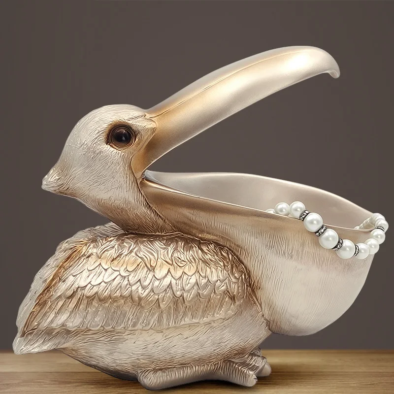 

Pelican Creative Ornament Home Decoraton Resin Bird Statue Living Room Table Piece Key Box