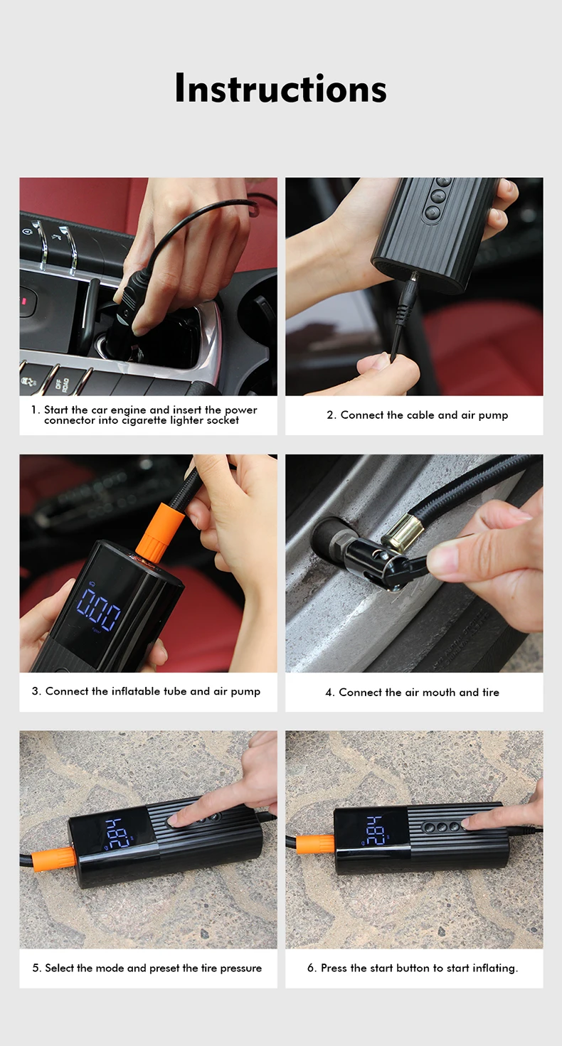 Licheers Tyre Inflator Portable Compressor Digital Car Tyre Pump 12V 50-100Psi Rechargeable air compressor for motorcycle Licheers Tyre Inflator Portable Compressor Digital Car Tyre Pump 12V 50-100Psi Rechargeable air compressor for motorcycle