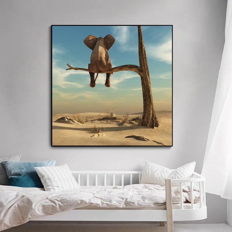 Funny Little Elephant on Tree Modern Canvas Painting Wall Art Animal Pictures Nordic Posters and Prints for Kids Room Home Decor
Funny Little Elephant on Tree Modern Canvas Painting Wall Art Animal Pictures Nordic Posters and Prints for Kids Room Home Decor