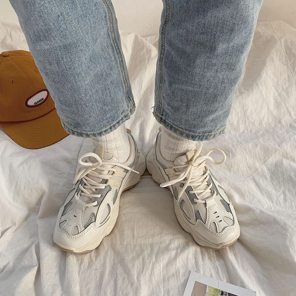 Women Sneakers Fashion Mesh Chunky Sneakers Casual Shoes Autumn Reflective Comfortable Thick Sole White Dad Flats Platform Shoes Women Sneakers Fashion Mesh Chunky Sneakers Casual Shoes Autumn Reflective Comfortable Thick Sole White Dad Flats Platform Shoes