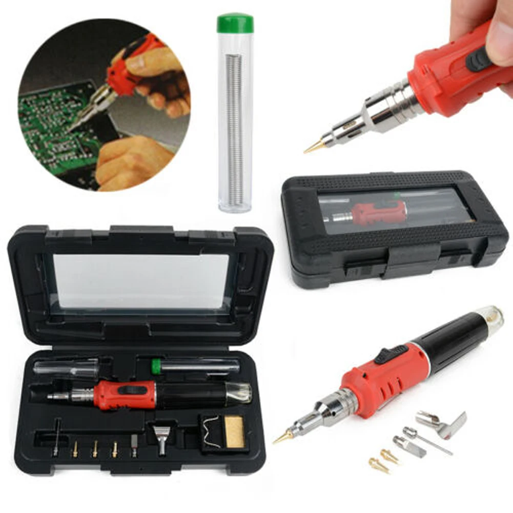 10 in 1 Professional Butane Gas Soldering Iron Kit Cordless Welding Torch Solder Tool Kit Automatic Ignition Welding Equipment
10 in 1 Professional Butane Gas Soldering Iron Kit Cordless Welding Torch Solder Tool Kit Automatic Ignition Welding Equipment