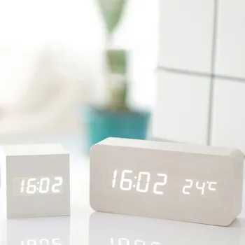 LED Alarm Clock Digital Multifunction Modern Wooden Desk Clock Square Sounds Control Thermometer Home Decoration
LED Alarm Clock Digital Multifunction Modern Wooden Desk Clock Square Sounds Control Thermometer Home Decoration