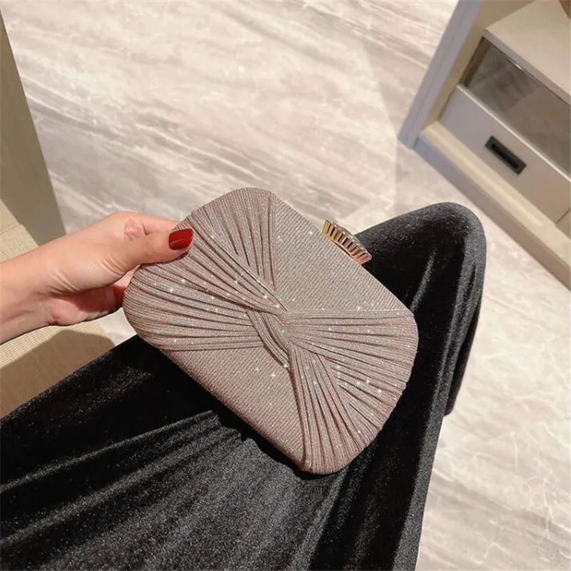 

New Women Bling Bow Evening Clutch Bags Luxury Wedding Shoulder Bags Fashion Dinner Wallets Chain Bags Drop Shipping