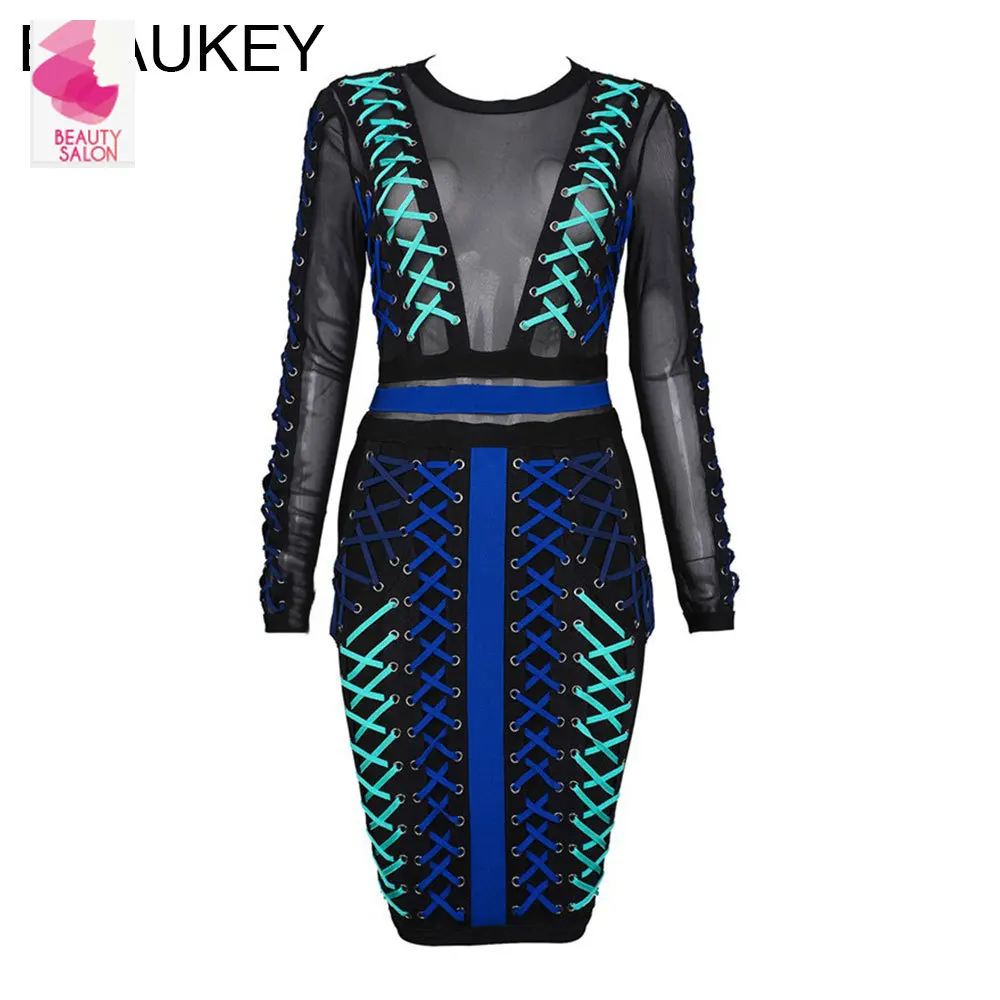 Long Sleeve Mesh Patchwork Sexy 2017 Newest Arrival Hollow Out Perspective Strap Cross Lacing Adorn Bodycon Bandage Dresses
Long Sleeve Mesh Patchwork Sexy 2017 Newest Arrival Hollow Out Perspective Strap Cross Lacing Adorn Bodycon Bandage Dresses