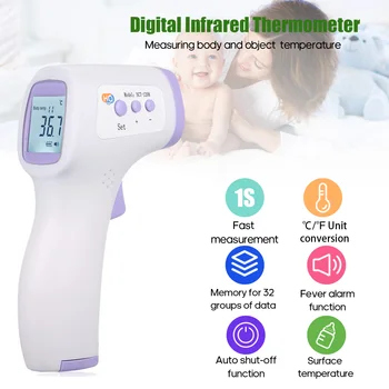 Non-contact IR Infrared Thermometer Forehead Gun 2-in-1 Body/Object Temperature Measurement LCD Digital Thermometer For Body
Non-contact IR Infrared Thermometer Forehead Gun 2-in-1 Body/Object Temperature Measurement LCD Digital Thermometer For Body