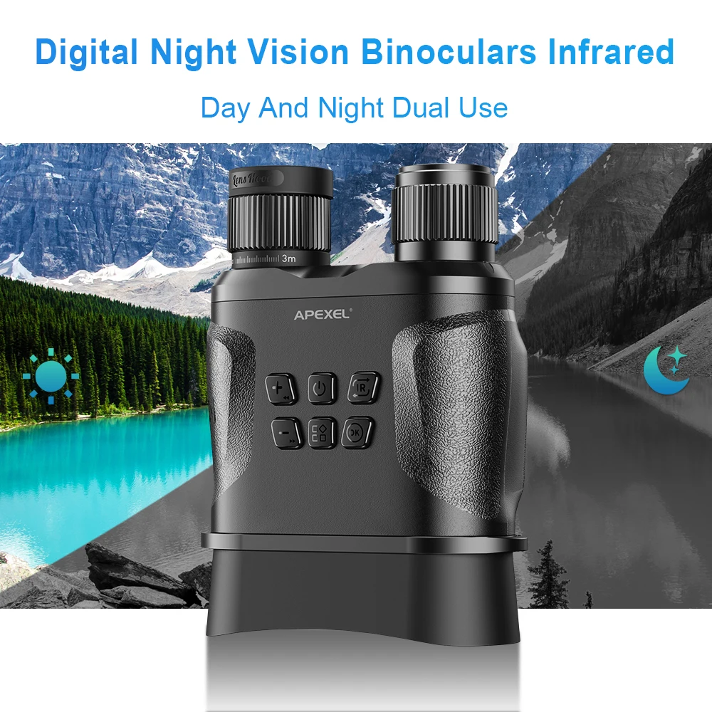 APEXEL HD Digital Night Vision Binoculars LCD Military Screen Infrared (IR) Day And Night Vision Goggles Telescope For Hunting
APEXEL HD Digital Night Vision Binoculars LCD Military Screen Infrared (IR) Day And Night Vision Goggles Telescope For Hunting