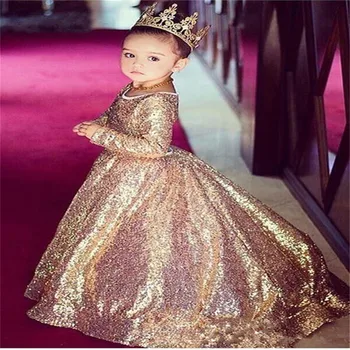 Gold Sequins Flower Girls Dresses Long sleeve Little Girls Floor Length Ball Gowns For Kids Birthday Party Holy Communion Drress
Gold Sequins Flower Girls Dresses Long sleeve Little Girls Floor Length Ball Gowns For Kids Birthday Party Holy Communion Drress