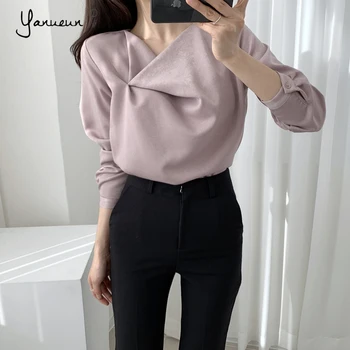 Yanueun Stylish Solid Long Sleeve Blouse Spring Autumn V Neck Pleated Office Tops Blouses For Women
Yanueun Stylish Solid Long Sleeve Blouse Spring Autumn V Neck Pleated Office Tops Blouses For Women