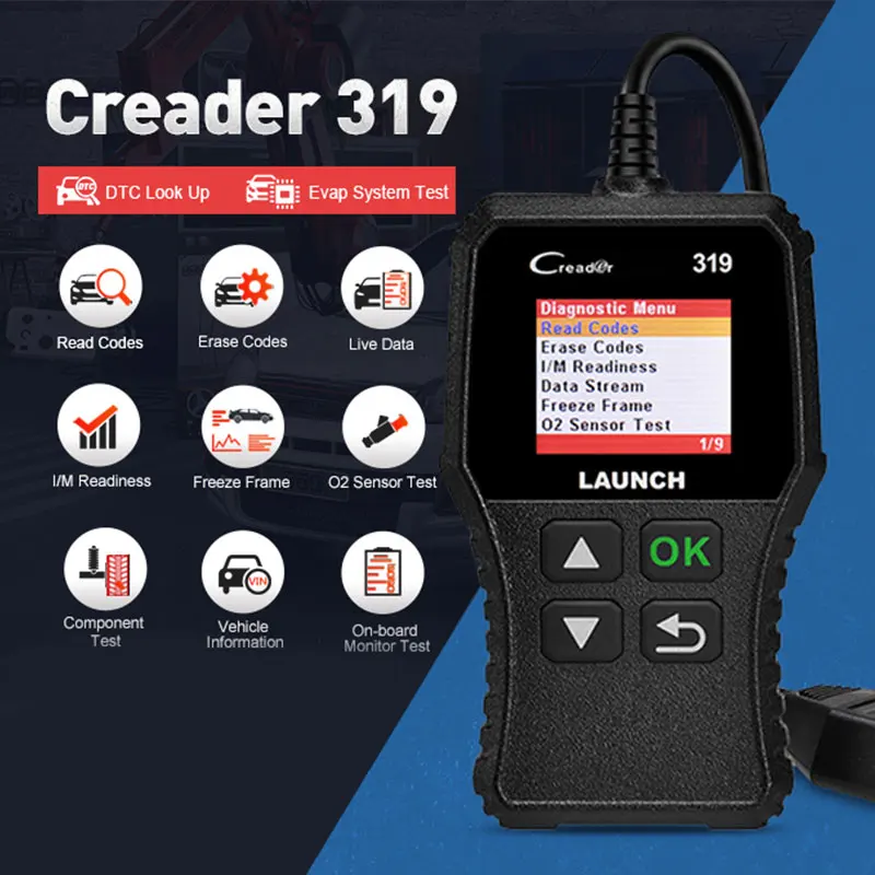 Black Car Fault Scanner ABS SRS Transmission Auto Tool Creader Launch CR319 OBD Automove Diagnostic Launch
Black Car Fault Scanner ABS SRS Transmission Auto Tool Creader Launch CR319 OBD Automove Diagnostic Launch
