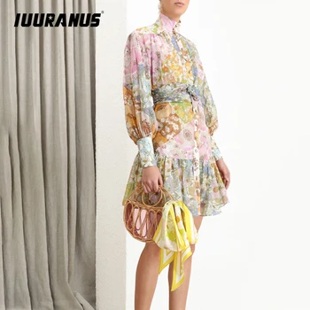 IUURANUS 2020 spring new style stand-up collar lantern sleeve sweet floral lotus leaf lace chiffon dress women
IUURANUS 2020 spring new style stand-up collar lantern sleeve sweet floral lotus leaf lace chiffon dress women