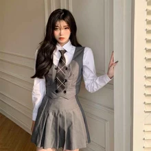 FAKUNTN College Style Japanese Fashion Jk Suit School Uniform Girl Outfit Casual Vest Jacket Tie Pleated Skirt Shirt Slim Women
FAKUNTN College Style Japanese Fashion Jk Suit School Uniform Girl Outfit Casual Vest Jacket Tie Pleated Skirt Shirt Slim Women