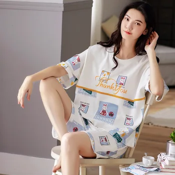 Pure Cotton Printed Pajamas Women Short-sleeved Shorts Pajamas Set Fresh and Sweet Princess Style Pajama Shorts Home Clothes
Pure Cotton Printed Pajamas Women Short-sleeved Shorts Pajamas Set Fresh and Sweet Princess Style Pajama Shorts Home Clothes
