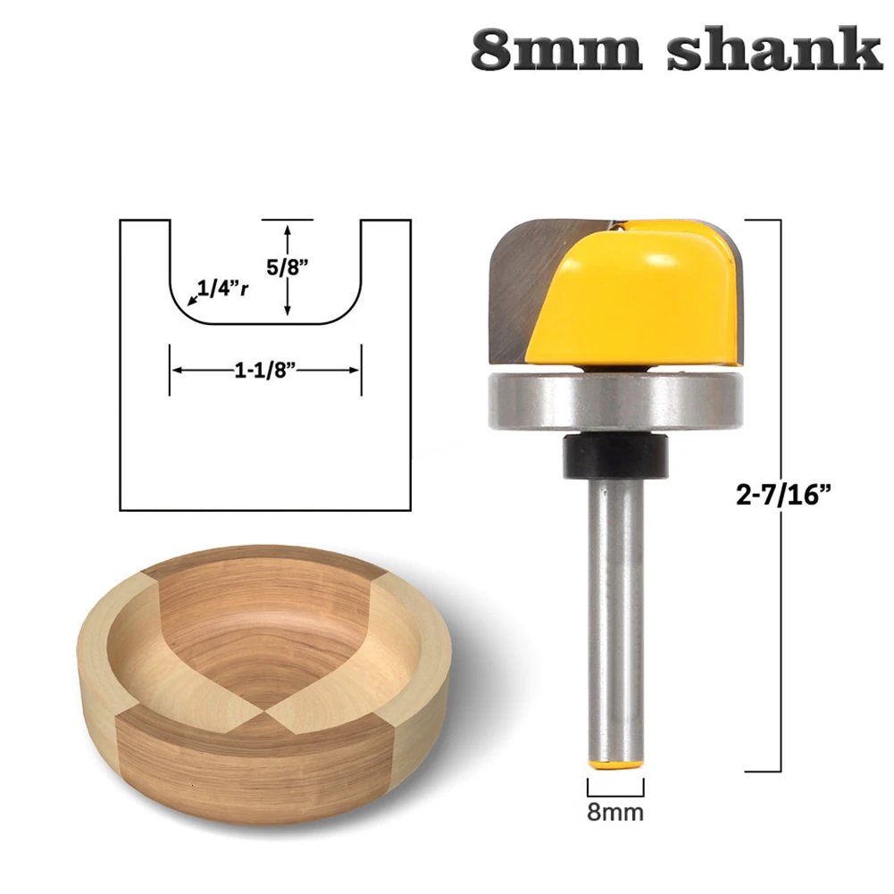 1-1/8" Diameter Bowl Tray Router Bit - 8mm" Shank Wood Tools Concave Radius Milling Cutters For Woodworking
1-1/8" Diameter Bowl Tray Router Bit - 8mm" Shank Wood Tools Concave Radius Milling Cutters For Woodworking