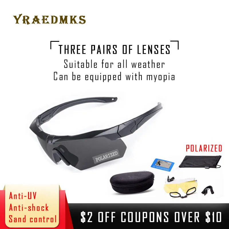 Yraedmks Polarized Tactical Goggles with Myopia Frame 3 Lens Military Army Shooting Glasses men's glasses cycling glasses
Yraedmks Polarized Tactical Goggles with Myopia Frame 3 Lens Military Army Shooting Glasses men's glasses cycling glasses