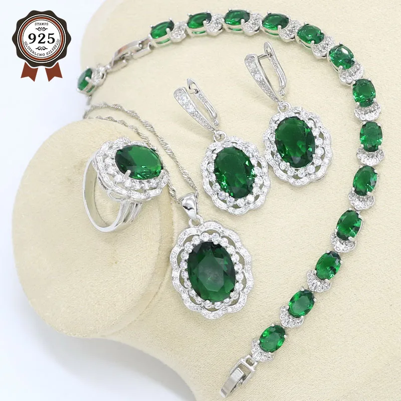 Geometric 925 Silver Jewelry Set for Women Green White Zircon Bracelet Earrings Necklace Pendant Ring Gift Box
Geometric 925 Silver Jewelry Set for Women Green White Zircon Bracelet Earrings Necklace Pendant Ring Gift Box