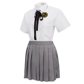 Japanese School Girls Uniform Sailor Pleated Skirt Anime Cosplay Costumes White Shirt and Gray Skirt, Size XXXL
Japanese School Girls Uniform Sailor Pleated Skirt Anime Cosplay Costumes White Shirt and Gray Skirt, Size XXXL