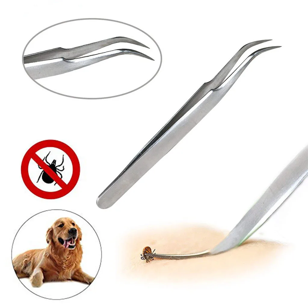 Pet Dog Flea Tick Remover Curved Tweezers Stainless Steel Pointed Flea Tick Removal Pliers Pets Puppy Cleaning Tools 11.5 CM 
Pet Dog Flea Tick Remover Curved Tweezers Stainless Steel Pointed Flea Tick Removal Pliers Pets Puppy Cleaning Tools 11.5 CM
