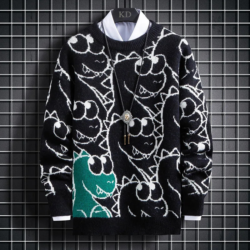 Harajuku Knitted Sweaters Men Hip Hop Loose Pullover dinosaur Printed Sweater funny Streetwear Male Winter
Harajuku Knitted Sweaters Men Hip Hop Loose Pullover dinosaur Printed Sweater funny Streetwear Male Winter