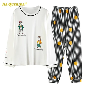 Crew Neck Long Sleeve Long Pants Sleepwear Fashion Style Casual Style Pajamas Set Pj Set Preppy Style Girl Cute Plaid Printing
Crew Neck Long Sleeve Long Pants Sleepwear Fashion Style Casual Style Pajamas Set Pj Set Preppy Style Girl Cute Plaid Printing
