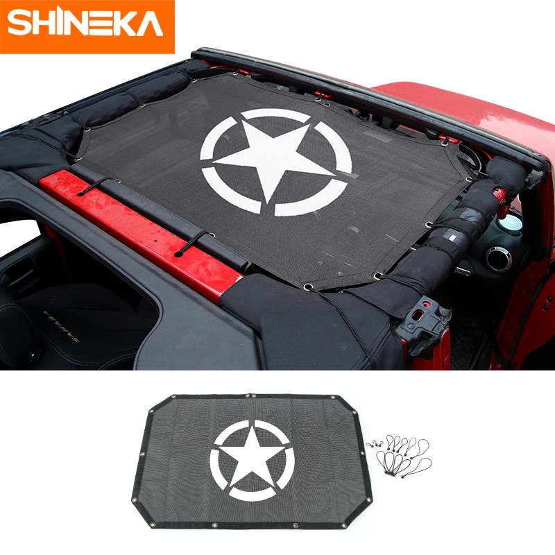 SHINEKA Car Cover Top Mesh Sunshade Roof UV Proof Protection Net for Jeep wrangler JK 2007-2017 2 Door Accessories Car Styling
SHINEKA Car Cover Top Mesh Sunshade Roof UV Proof Protection Net for Jeep wrangler JK 2007-2017 2 Door Accessories Car Styling