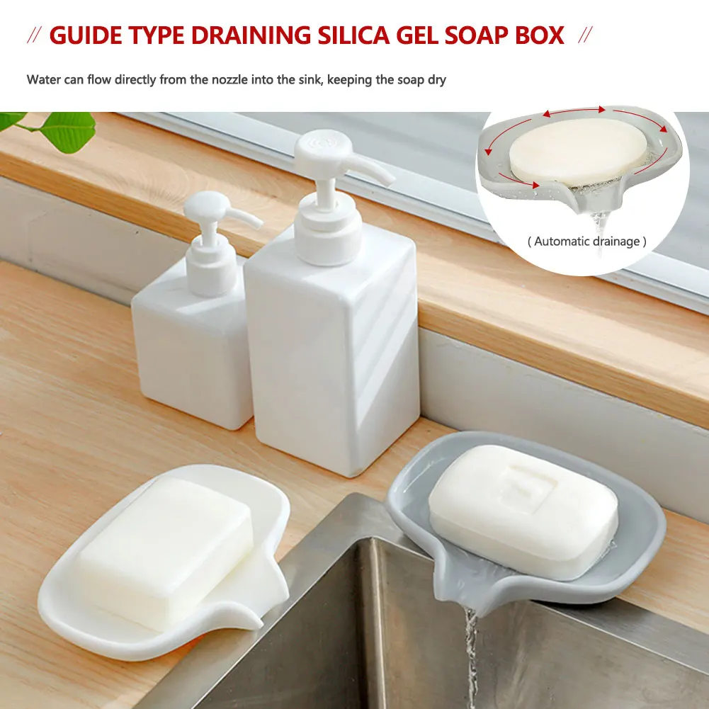 Silicone Soap Dish with Drain, Bar Soap Holder for Shower/Bathroom, Self Draining Waterfall Soap