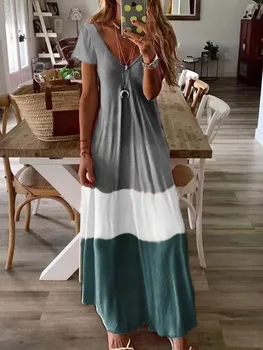 Y2018# New Products Bohemian Large Size Mixed Colors Short Sleeve Long Dress 
Y2018# New Products Bohemian Large Size Mixed Colors Short Sleeve Long Dress