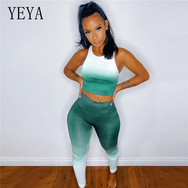 YEYA Two Piece Set Women Fitness Gradient Print Sleeveless Vest Tank Top and High Waist Pencil Legging Workout Outdoor Tracksuit
YEYA Two Piece Set Women Fitness Gradient Print Sleeveless Vest Tank Top and High Waist Pencil Legging Workout Outdoor Tracksuit