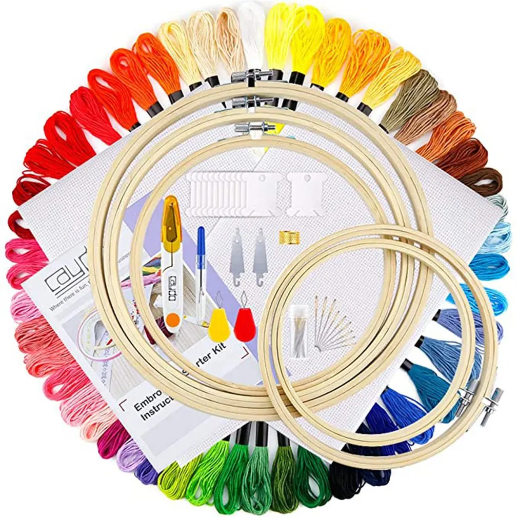 Cross Stitch Set Cross Stitch Thread Tool 50-Color Bamboo Embroidery Shed Embroidery Circle Set Polyester Cotton Thread
Cross Stitch Set Cross Stitch Thread Tool 50-Color Bamboo Embroidery Shed Embroidery Circle Set Polyester Cotton Thread