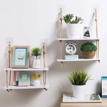 Double-layer hemp rope wall hanging partition wall layered decorative storage rack living room free punching wall shelf MJ903
Double-layer hemp rope wall hanging partition wall layered decorative storage rack living room free punching wall shelf MJ903