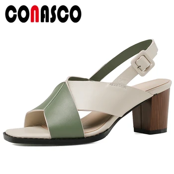 CONASCO 2020 Summer New Fashion Concise Casual Women Cow Leather Sandals Pumps Mixed Colors Peep Toe Thick Heel Shoes Woman
CONASCO 2020 Summer New Fashion Concise Casual Women Cow Leather Sandals Pumps Mixed Colors Peep Toe Thick Heel Shoes Woman