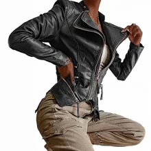 Women Solid Slim PU Leather Jacket Turn-down Collar Long Sleeve Zipper Coat Fashion Motorcycle Jackets Ladies Clothes Outwear
Women Solid Slim PU Leather Jacket Turn-down Collar Long Sleeve Zipper Coat Fashion Motorcycle Jackets Ladies Clothes Outwear