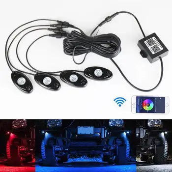 Bluetooth App Controls Lamp Waterproof RGB LED Rock Light Kits with 4 Pods for Trucks For SUV, ATV - Off Road Crawling
Bluetooth App Controls Lamp Waterproof RGB LED Rock Light Kits with 4 Pods for Trucks For SUV, ATV - Off Road Crawling
