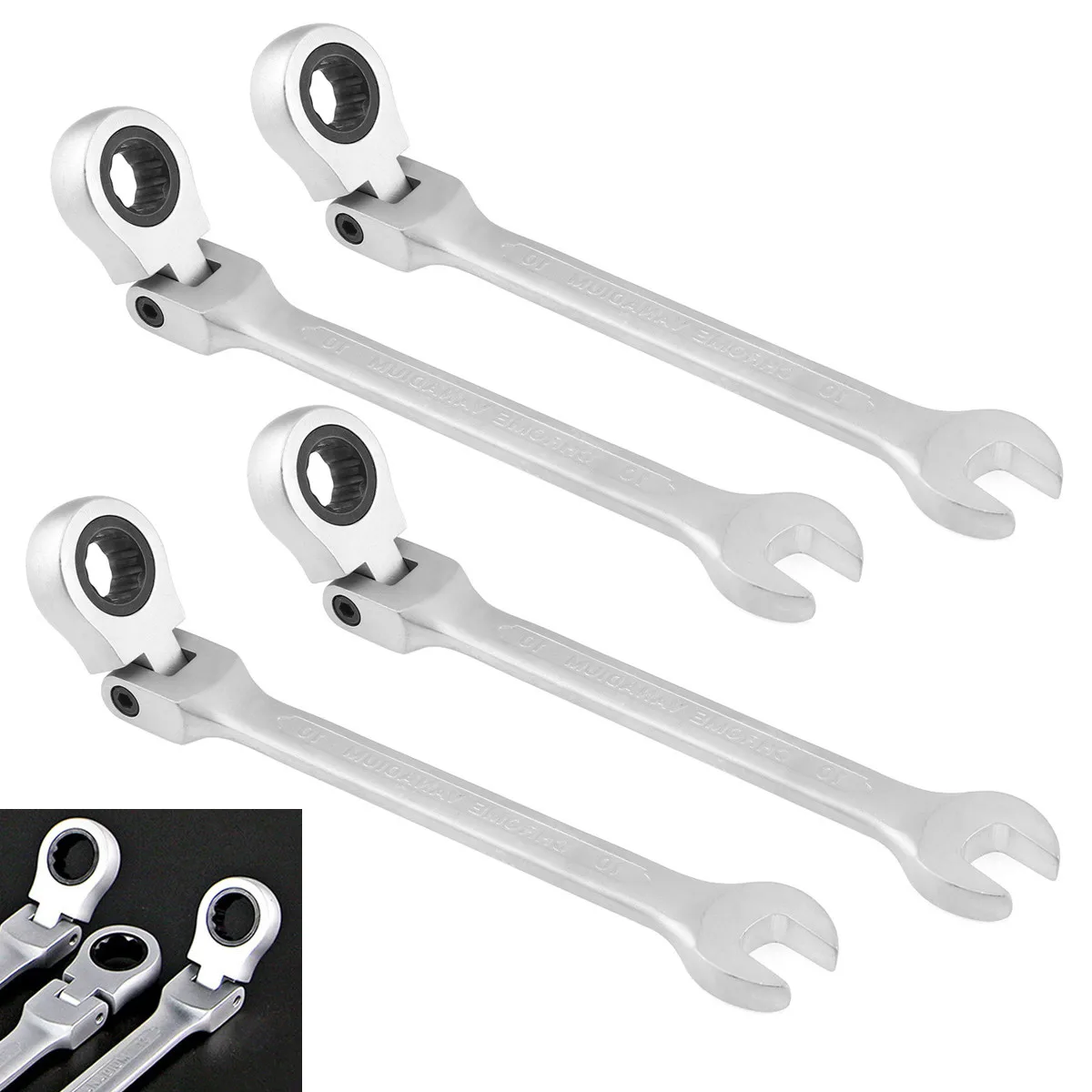 8MM 10MM 12MM CRV72 Flexible Head Matte Ratchet Wrench Polished Foldable Combination Spanner Set Double End Wrench Repair Tool
8MM 10MM 12MM CRV72 Flexible Head Matte Ratchet Wrench Polished Foldable Combination Spanner Set Double End Wrench Repair Tool