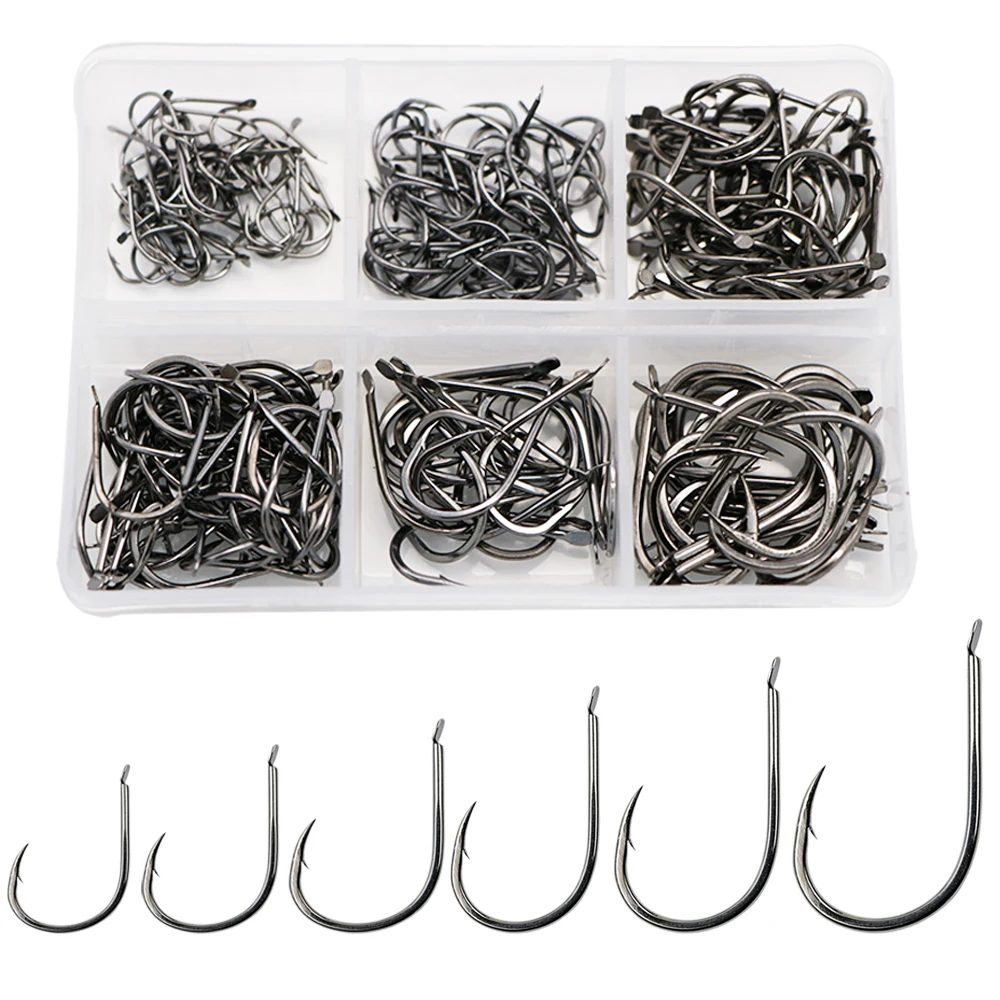 Description Picture 2 of item240pcs/box Barbed Fishing Hooks Carp Single Fishihook Set Fly Fishing Accessories Carbon Steel Jig Sea Hook