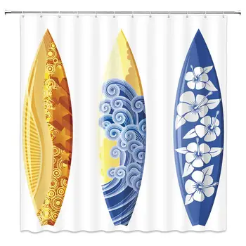 Surf Shower Curtain Decor Three Surfboards Decorated with Surf Floral Ethnic Motifs Blue Yellow Fabric Bath Curtains Bathroom
Surf Shower Curtain Decor Three Surfboards Decorated with Surf Floral Ethnic Motifs Blue Yellow Fabric Bath Curtains Bathroom