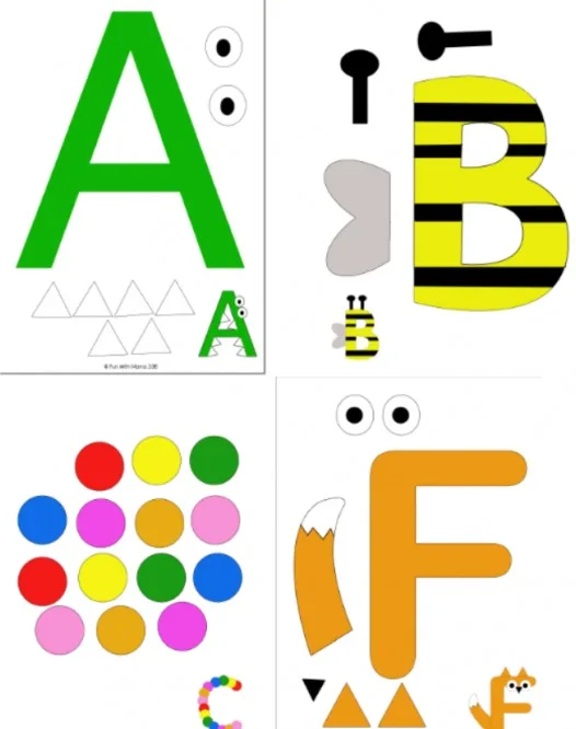 字母主题游戏,包括字母转盘,手工制作英文字母,字母迷宫等游戏