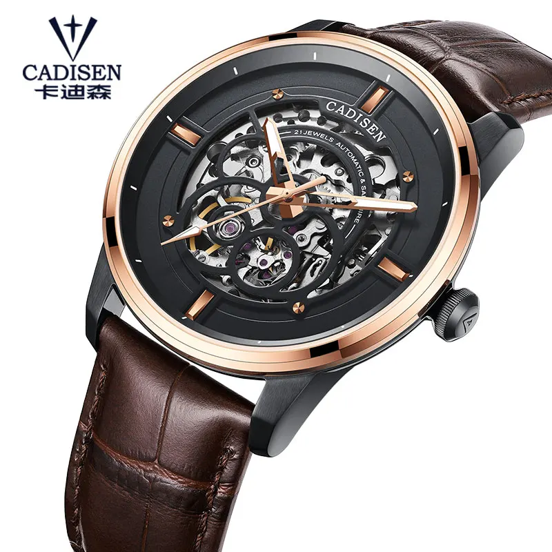 

CADISEN Automatic Mechanical Watch Men Hollow Skeleton MIYOTA 8N24 Watches Male Luxury Brand Sport Wrist Watch Relogio Masculino