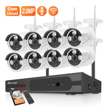 

Techage H.265 8CH Wireless Audio CCTV Security 2MP Outdoor Waterproof IP Camera System NVR Kit 1080P 3T HDD App View