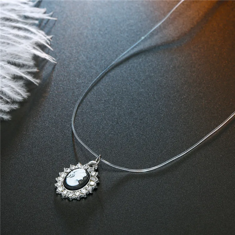 Mermaid Tear Necklaces Water Drop Crystal Choker Necklaces Transparent Fishing Line Invisible Chain Necklaces Collier Wholesale (9)