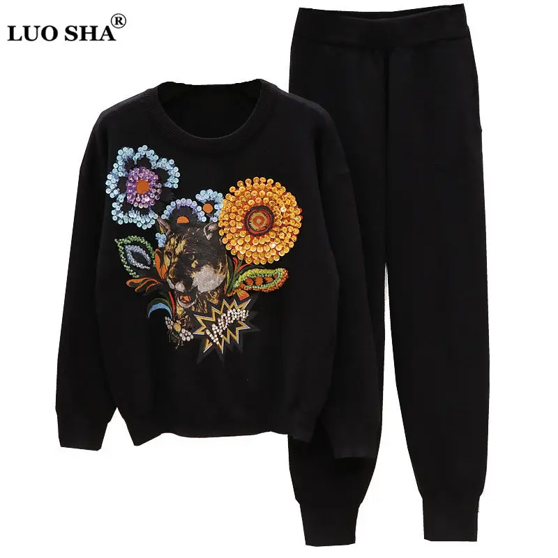 LUOSHA Two Piece Women Autumn Winter Warm Heavy Work Knitted Sequined Cartoon Pullover Sweater And Pants Sets 2 Piece Tracksuit
LUOSHA Two Piece Women Autumn Winter Warm Heavy Work Knitted Sequined Cartoon Pullover Sweater And Pants Sets 2 Piece Tracksuit