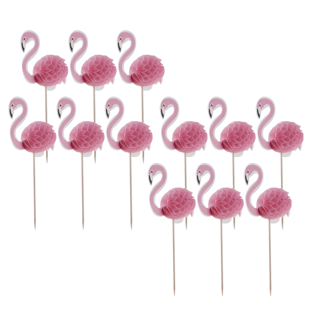 12 Pieces 3D Flamigo Cupcake Topper Wedding Birthday Luau Cake Decorations 12 Pieces 3D Flamigo Cupcake Topper Wedding Birthday Luau Cake Decorations
