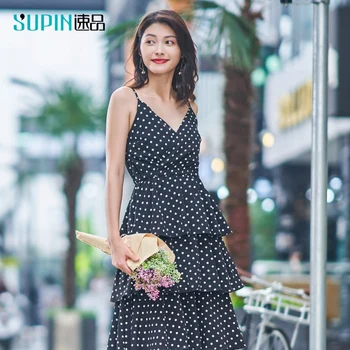 SUPIN Spring Women Polka Dot Sling Dresses Fashion V-neck Sleeveless Mid Long Female A-line Dress Vestidos D19278003 
SUPIN Spring Women Polka Dot Sling Dresses Fashion V-neck Sleeveless Mid Long Female A-line Dress Vestidos D19278003