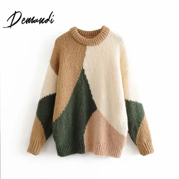 DEMANDI girls knitting sweater autumn winter women's new loose-fitting matching color circular neck knitting sweater
DEMANDI girls knitting sweater autumn winter women's new loose-fitting matching color circular neck knitting sweater