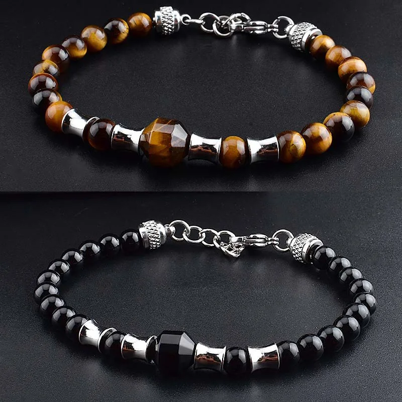 Fashion Natural stone beads bracelets Tiger eye bead bracelet adjustable stainless steel bracciale Mens jewellery pulsera hombre
Fashion Natural stone beads bracelets Tiger eye bead bracelet adjustable stainless steel bracciale Mens jewellery pulsera hombre