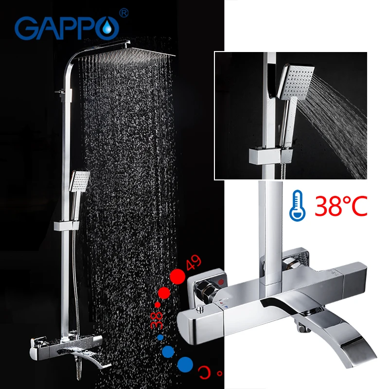 

GAPPO shower Faucets thermostatic mixer bathroom shower faucet bath tub mixer wall mounted rainfall shower set mixer taps