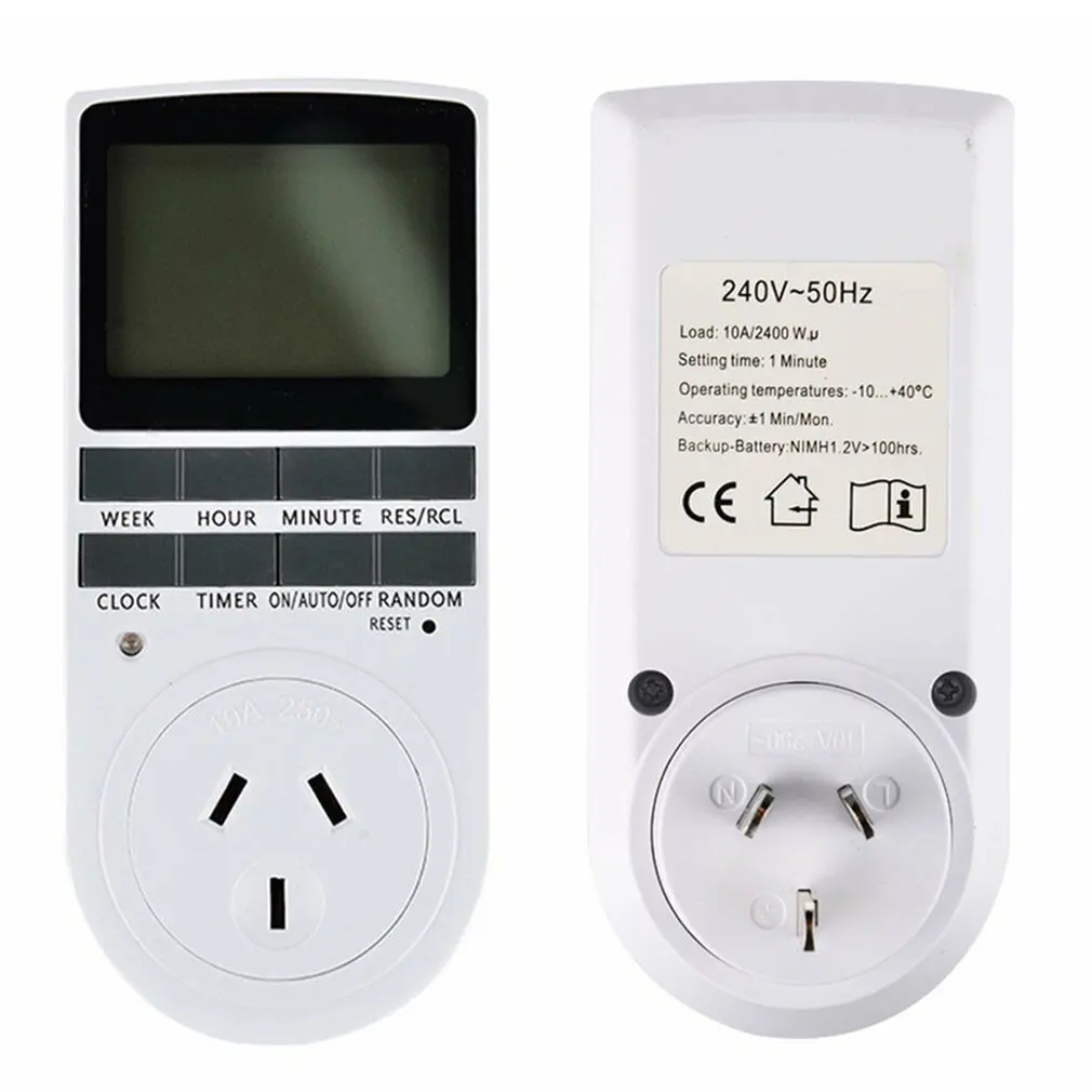 Electronic Digital Timer Switch AU Plug Kitchen Timer Outlet 240V 7 Day 12/24 Hour Programmable Timing Socket
Electronic Digital Timer Switch AU Plug Kitchen Timer Outlet 240V 7 Day 12/24 Hour Programmable Timing Socket
