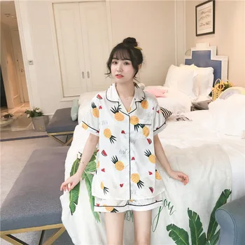 2020 New Fertilizer Code Viscose Pajamas Women's Summer Short-sleeved Cardigan Fold-down Collar Piece Pyjamas Set
2020 New Fertilizer Code Viscose Pajamas Women's Summer Short-sleeved Cardigan Fold-down Collar Piece Pyjamas Set