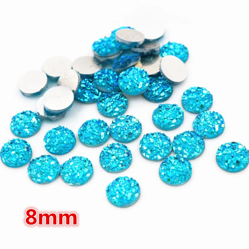 New Fashion 8mm 40pcs Water Blue AB Colors Natural ore Style Flat back Resin Cabochons For Bracelet Earrings accessories-O5-09
New Fashion 8mm 40pcs Water Blue AB Colors Natural ore Style Flat back Resin Cabochons For Bracelet Earrings accessories-O5-09